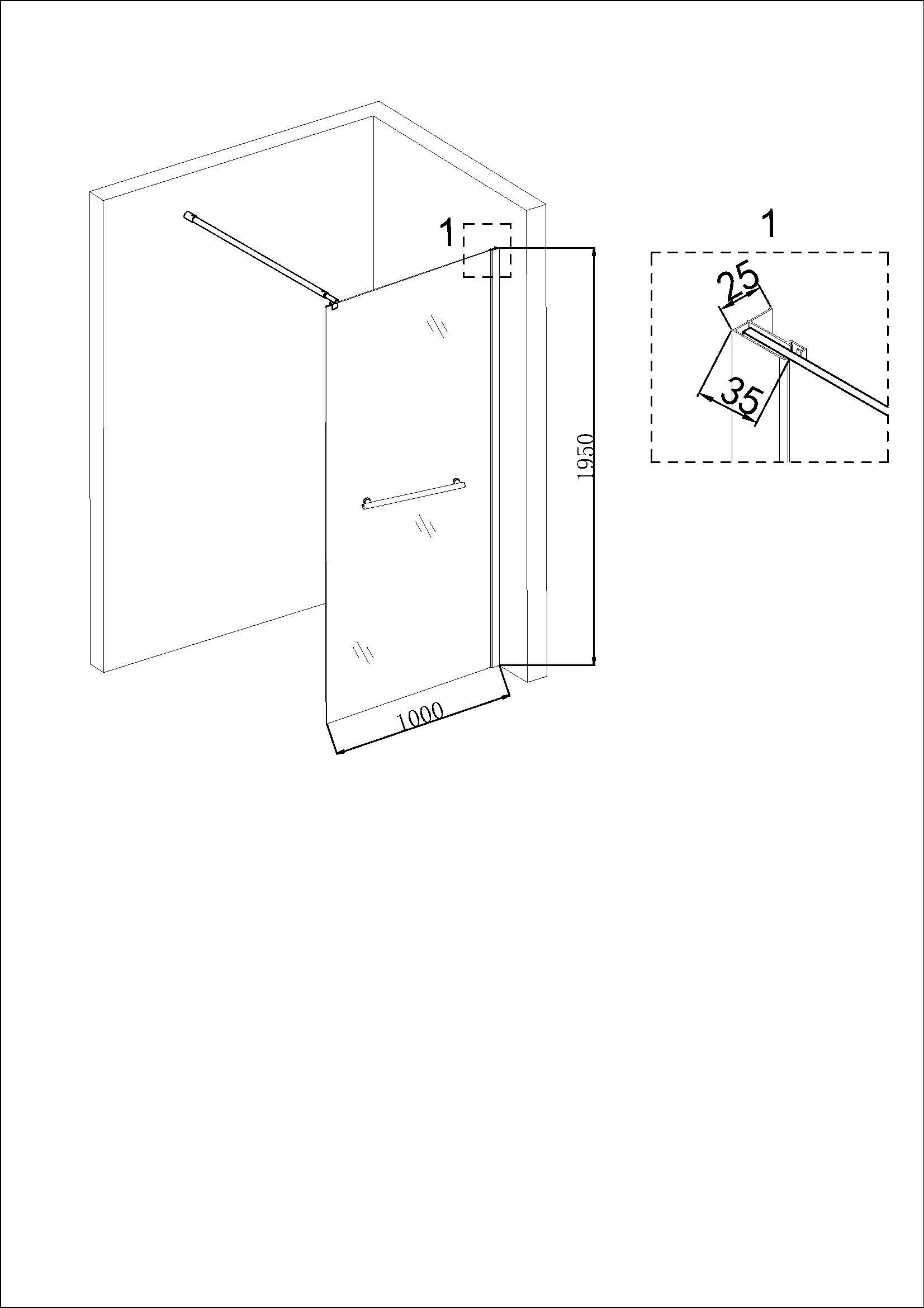 Душевая перегородка Niagara Nova NG-661-10 100x195 профиль хром, стекло прозрачное