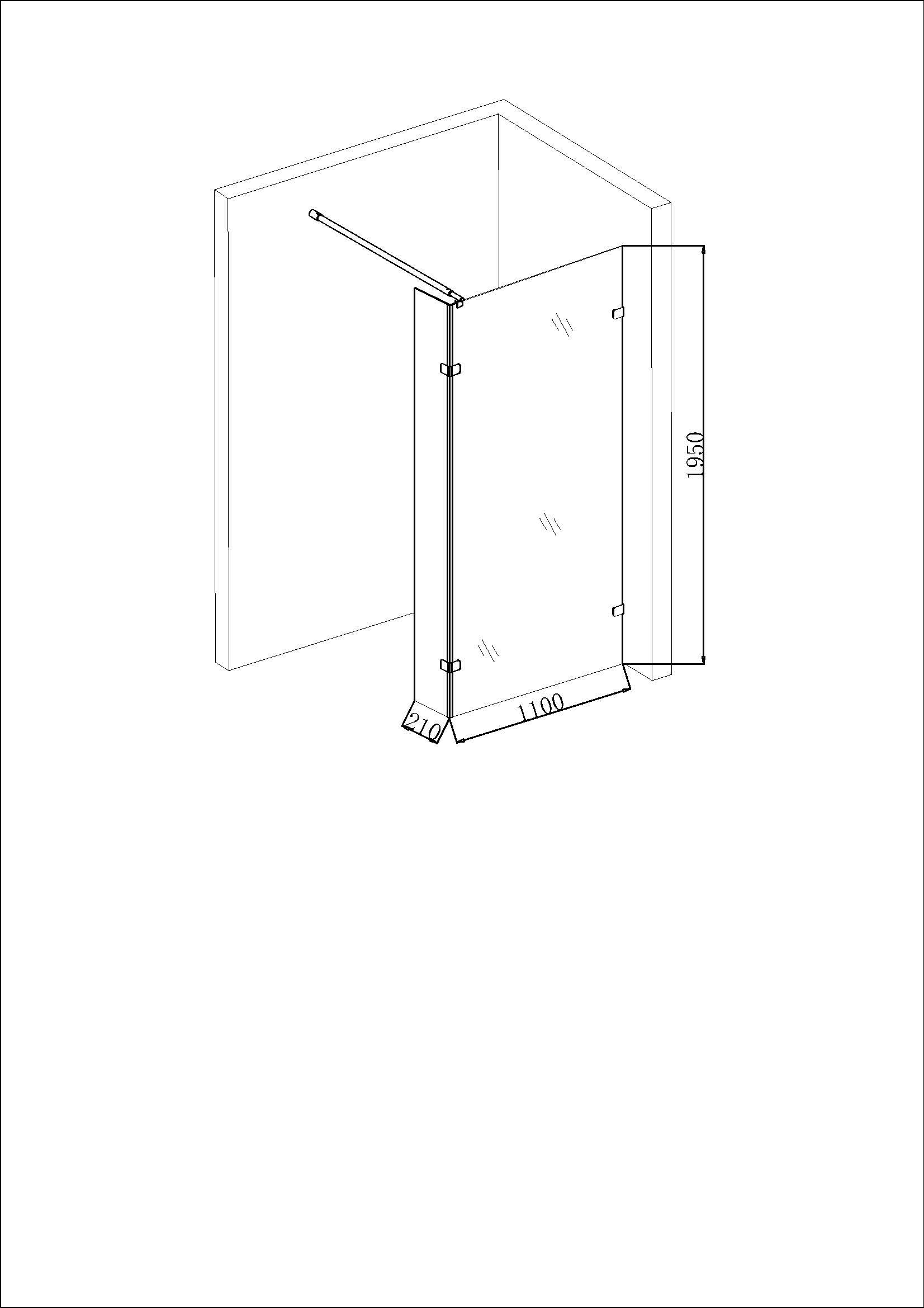 Душевая перегородка Niagara Nova NG-662-11 110x195 профиль хром, стекло прозрачное