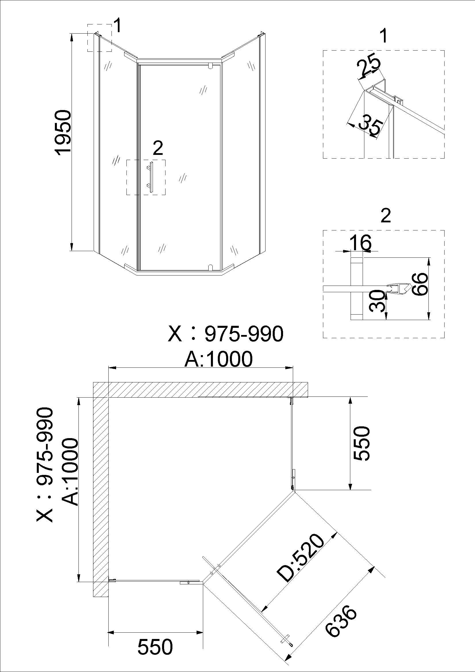 Душевой уголок Niagara Nova NG-6434-08 GOLD 100x100 профиль желтое золото, стекло прозрачное