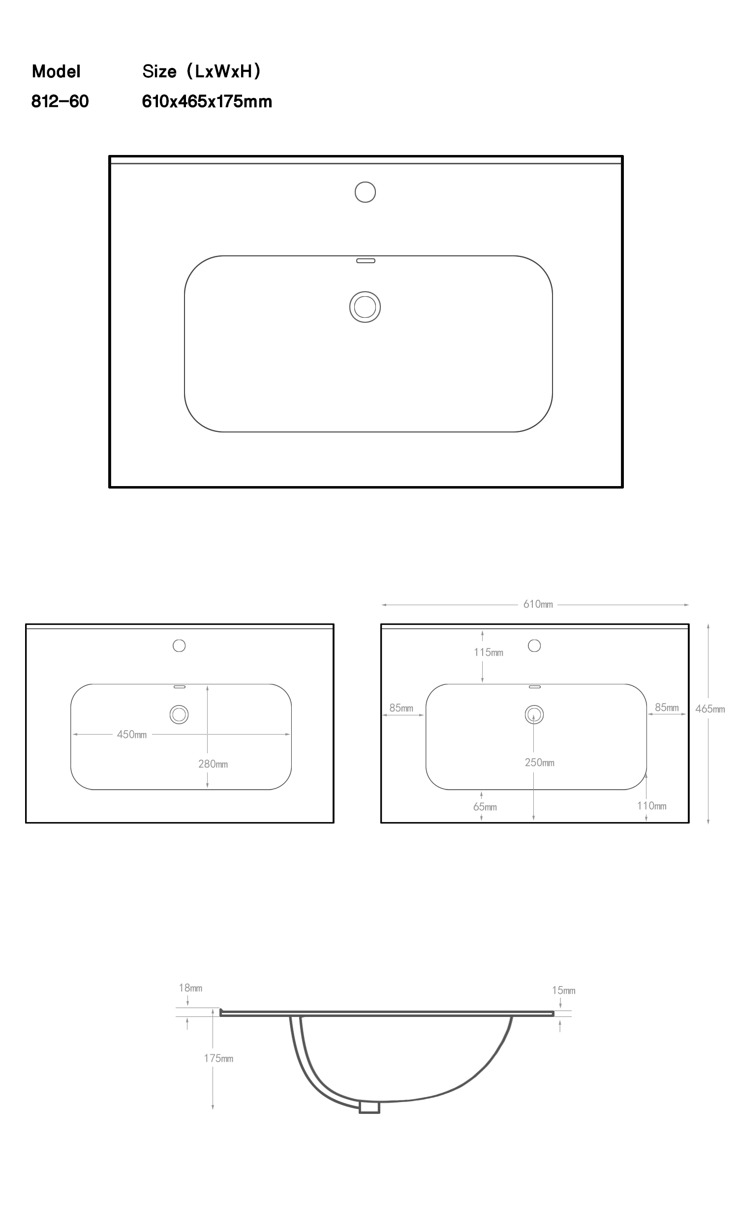 Мебельная раковина Aquanet Flat 60