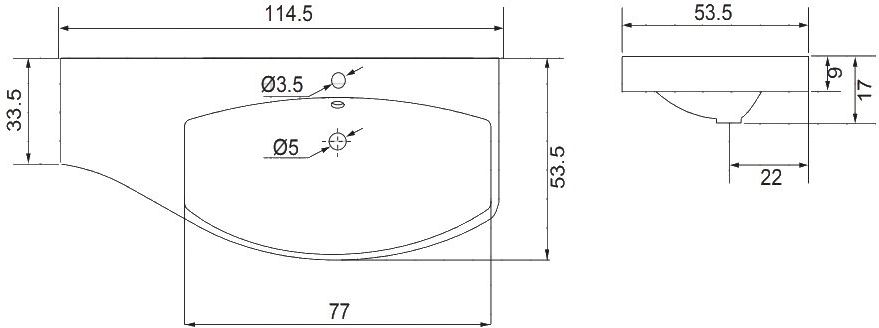 Мебельная раковина Aquanet Опера 115 R