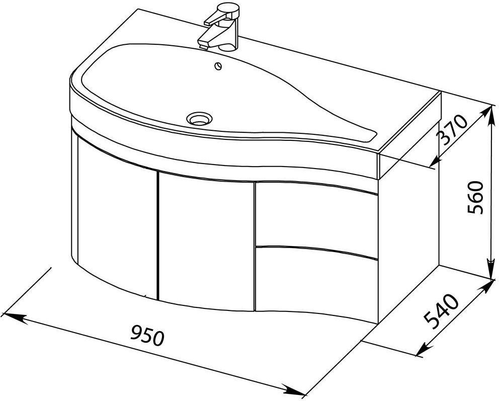 Мебельная раковина Aquanet Сопрано 95 L