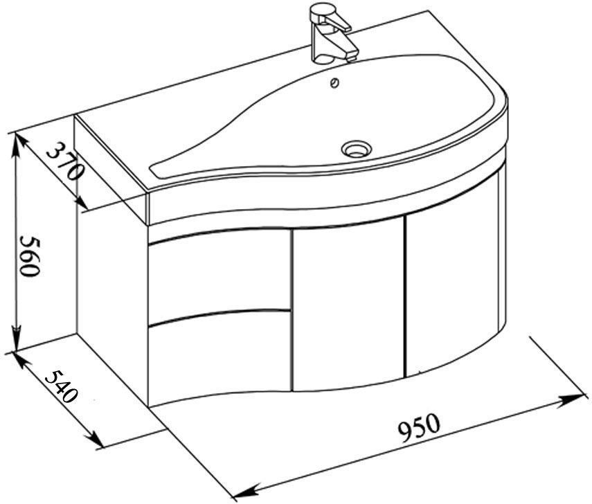 Мебельная раковина Aquanet Сопрано 95 R