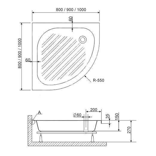 Поддон для душа RGW B/CL-S-A B/CL-S 16180488-51 80x80