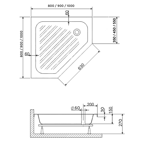 Поддон для душа RGW BТ/CL-S 16180500-51 100x100