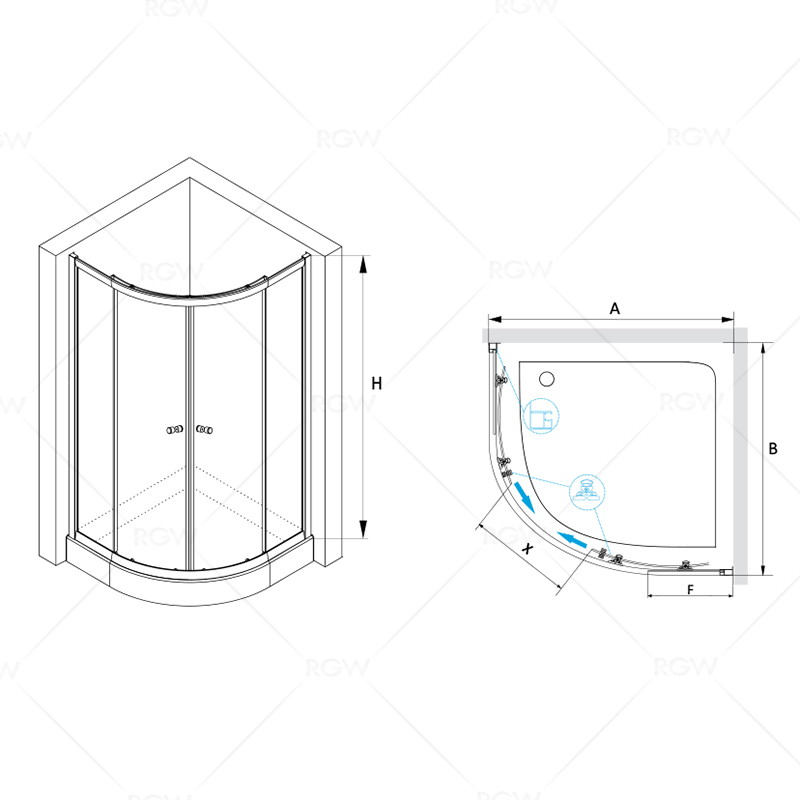 Душевой уголок RGW Classic CL-51 (765-790)x(765-790)x1850 профиль хром