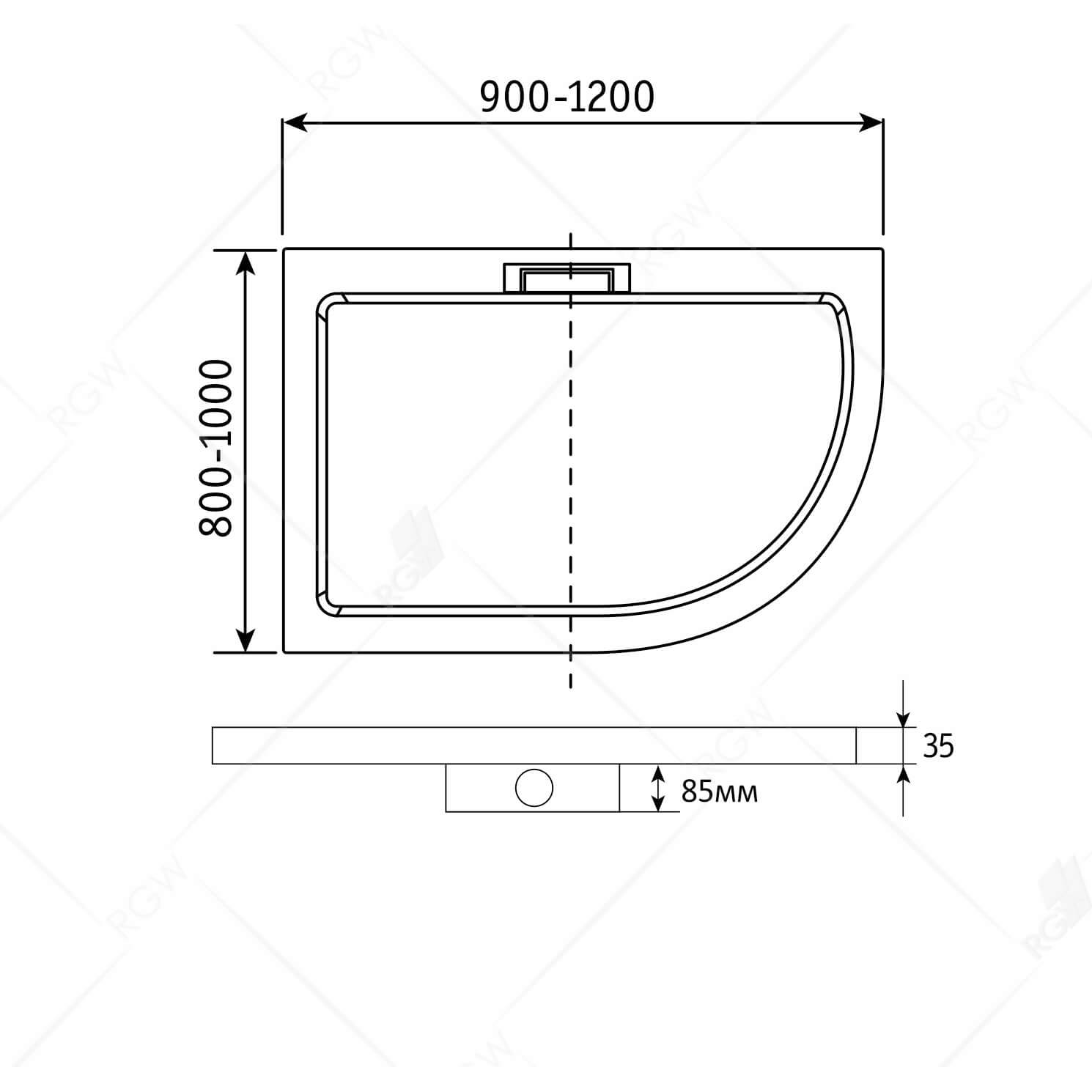 Поддон для душа RGW GWS -41R 100х90