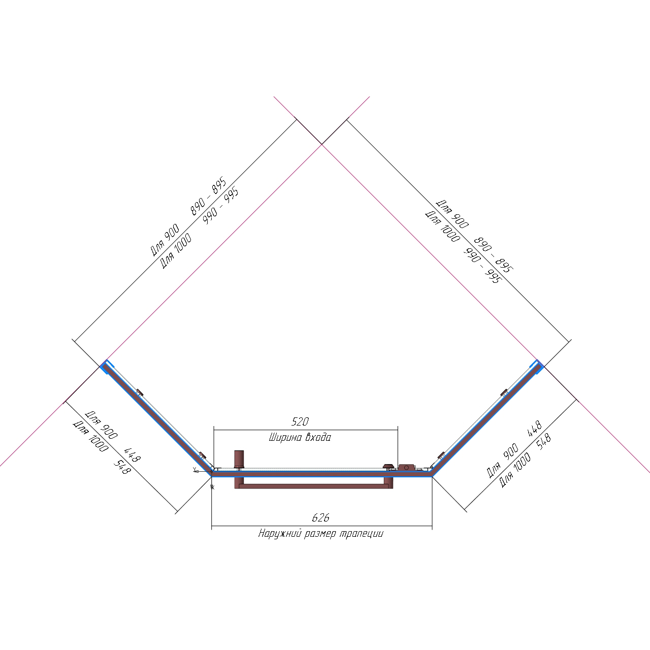 Душевой уголок RGW Hotel HO-081-B 100х100х195 см, профиль черный, стекло прозрачное