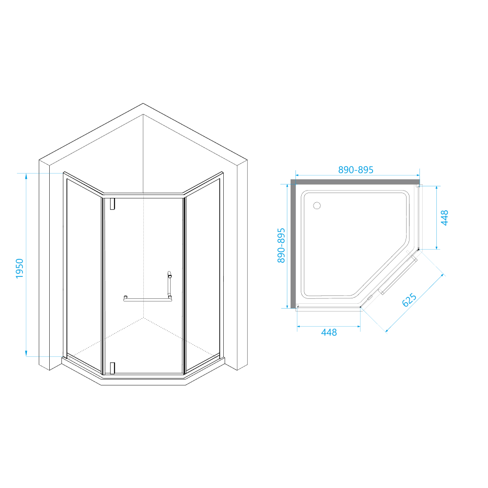 Душевой уголок RGW Hotel HO-084-B 90x90x195 см, профиль черный, стекло прозрачное