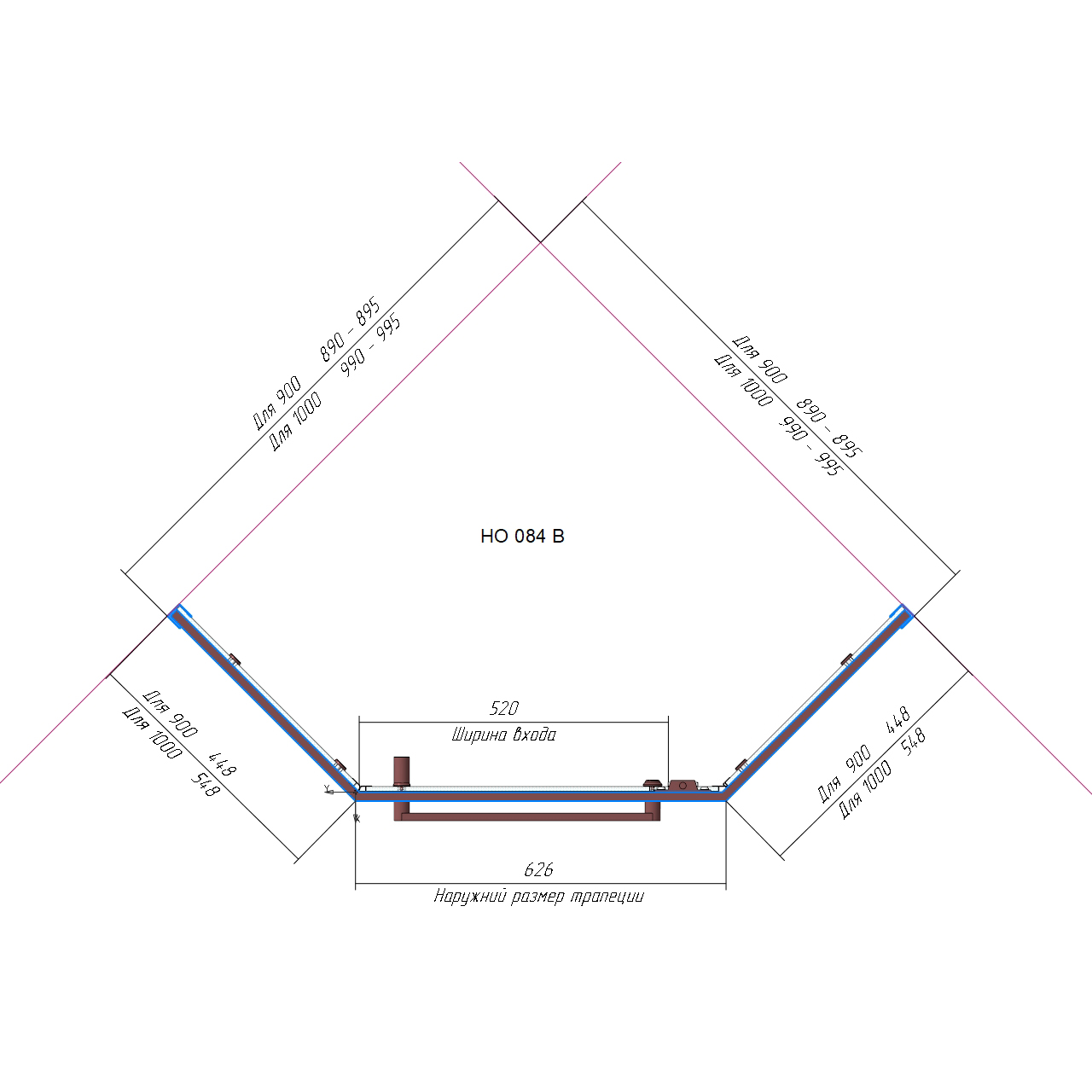 Душевой уголок RGW Hotel HO-084 100x100x195 см, профиль хром, стекло прозрачное