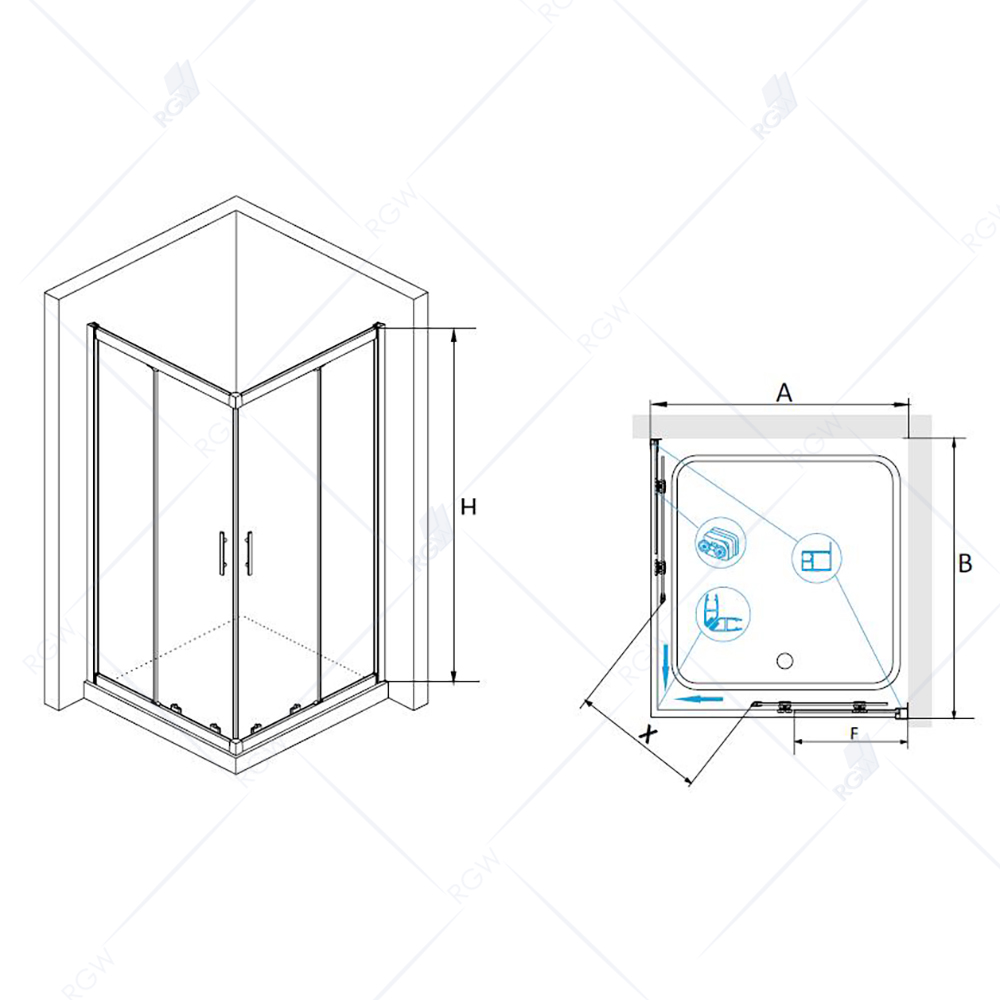 Душевой уголок RGW Hotel HO-31 900x900x1950 профиль хром