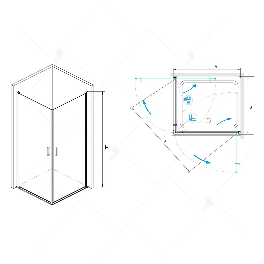 Душевой уголок RGW Leipzig LE-30 800x800x1950 профиль хром