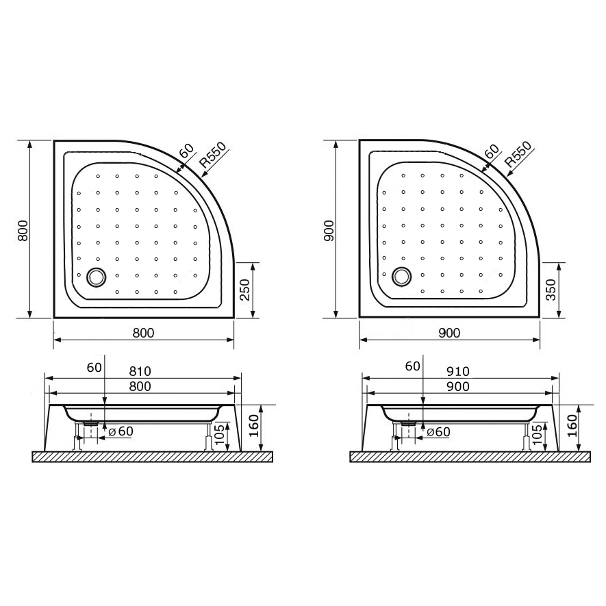 Поддон для душа RGW Lux TN 16180488-41 80x80