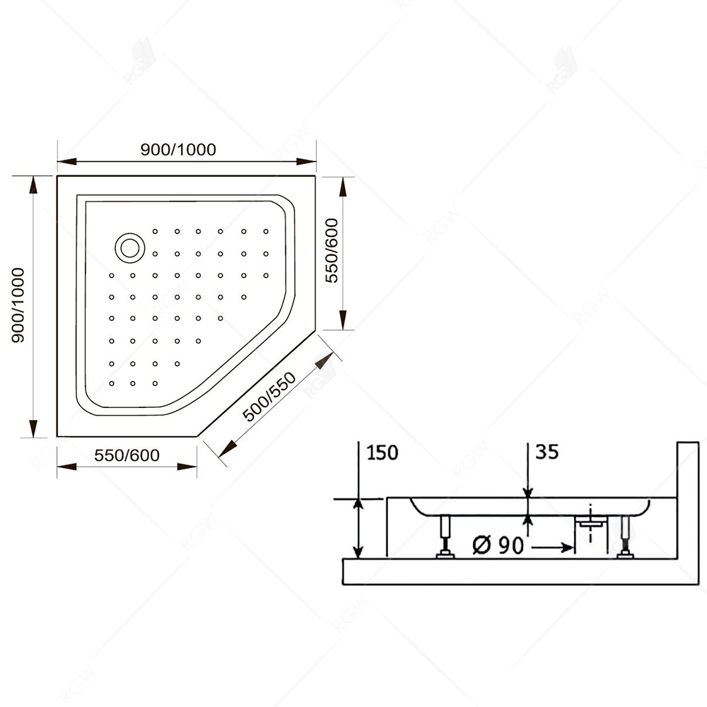 Поддон для душа RGW Lux TN -TR 16180599-41 90x90