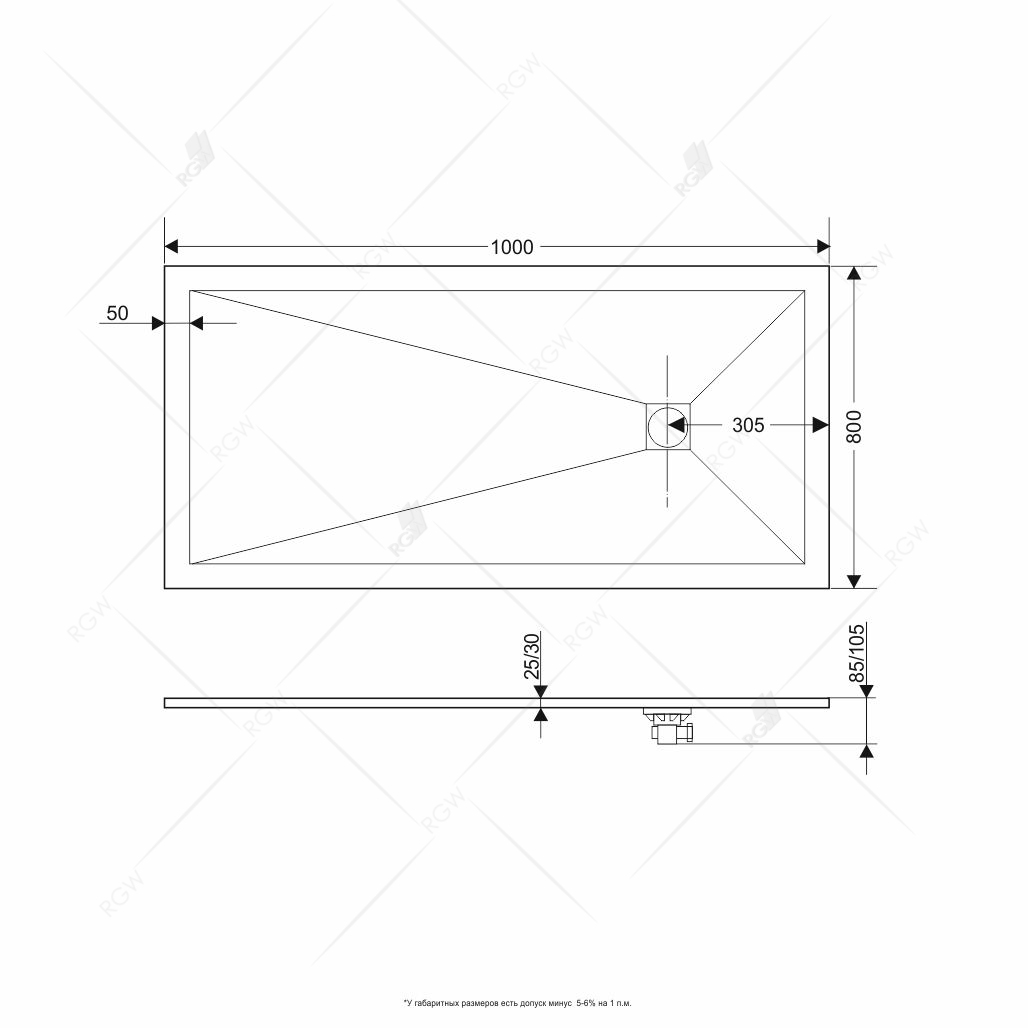 Поддон для душа RGW Stone Tray ST-0108G 80х100