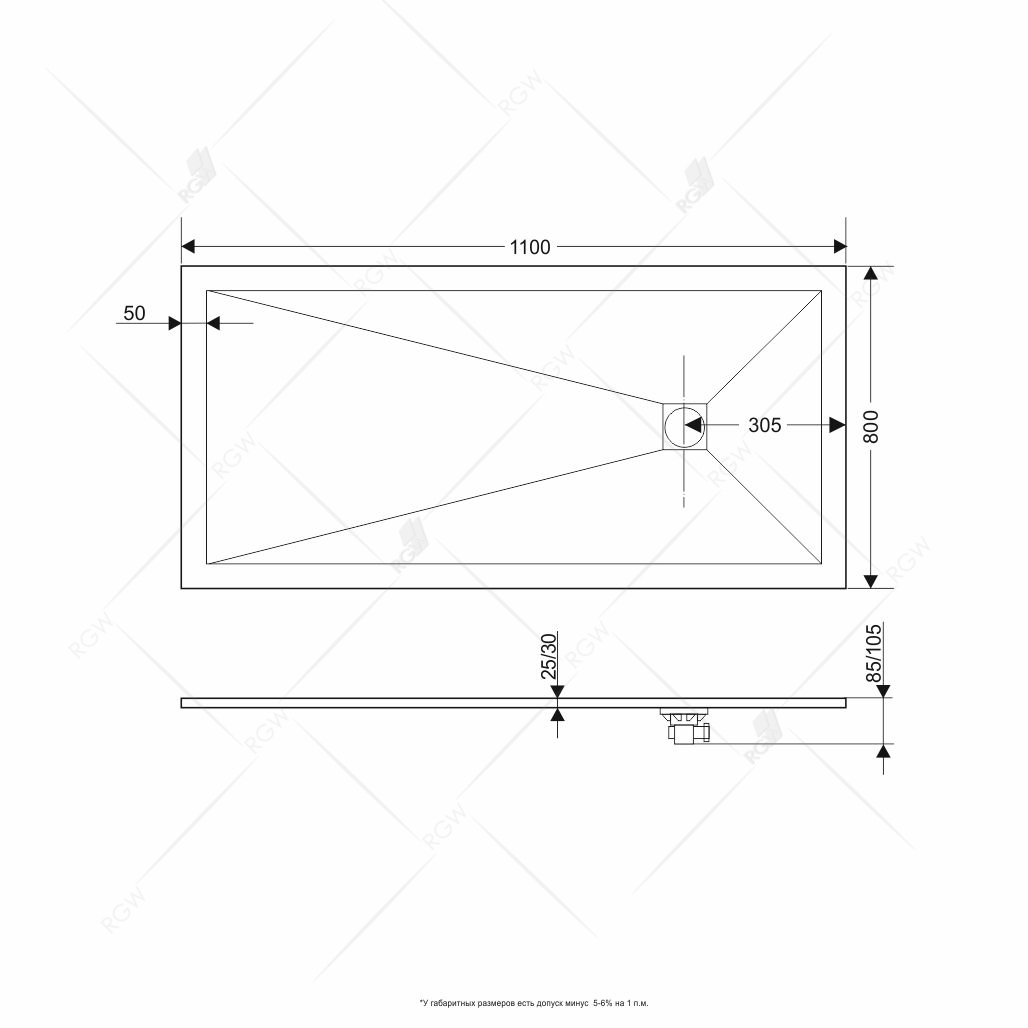 Поддон для душа RGW Stone Tray ST-0118G 80х110