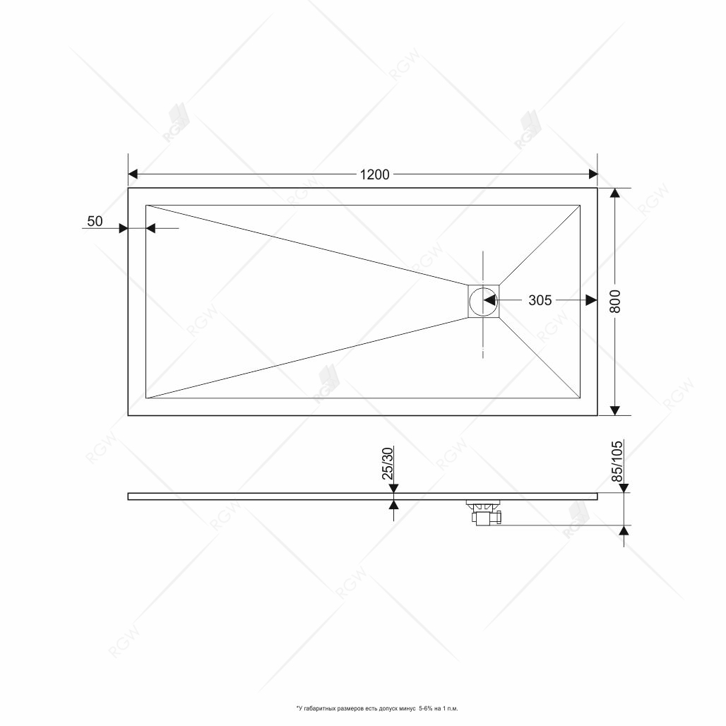 Поддон для душа RGW Stone Tray ST-0128G 80х120