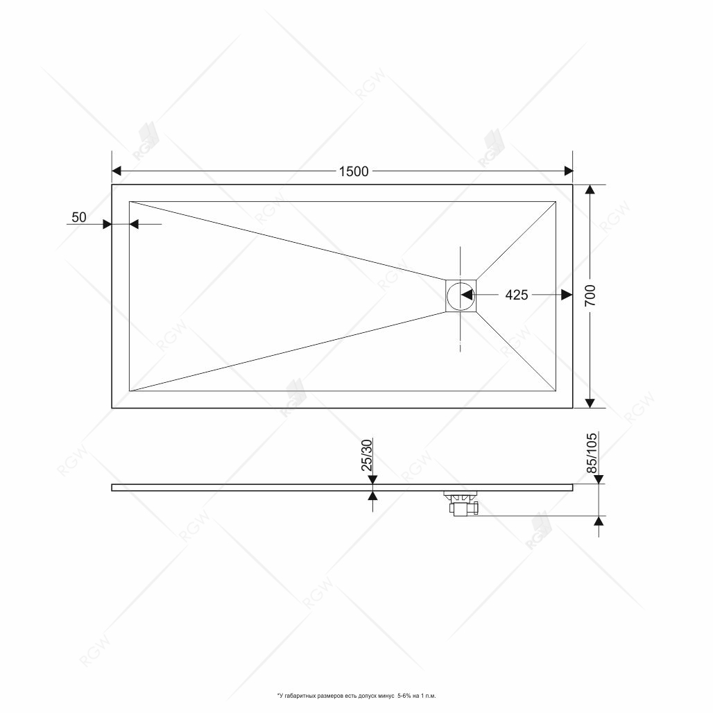 Поддон для душа RGW Stone Tray ST-157G 70х150