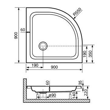 Поддон для душа RGW Style PL 90x90x22