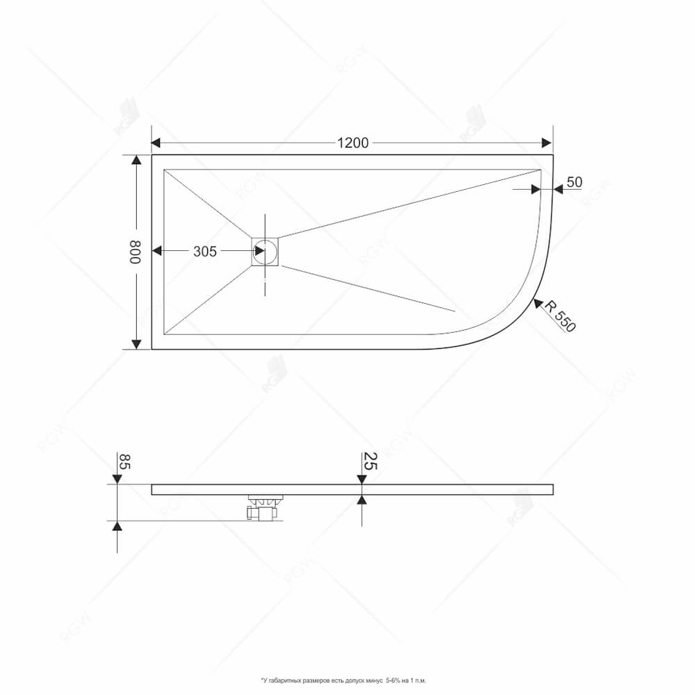 Поддон для душа RGW Stone Tray ST/AL-0128W 80х120