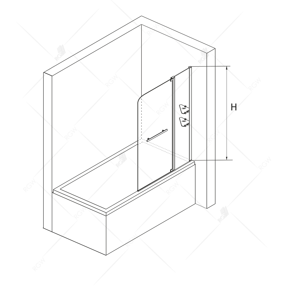 Шторка на ванну RGW Screens SC-04 1100x1500 с ручкой и полками