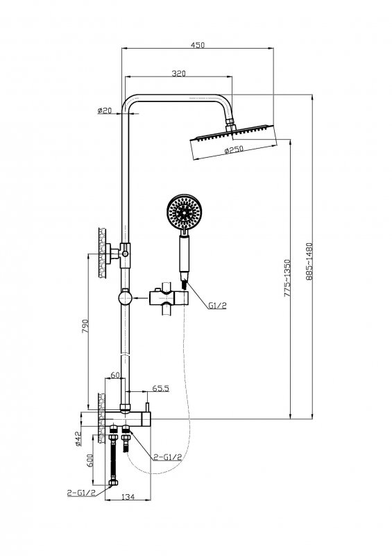 Душевая стойка BelBagno Ancona DOC2FD CRM