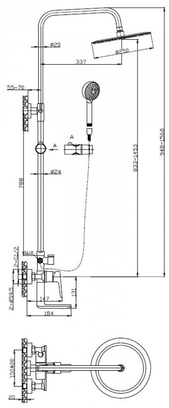 Душевая стойка BelBagno Ancona VSCM-CRM