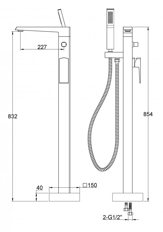 Напольный смеситель для ванны с душем BelBagno Arlie ARL-FMTA-CRM