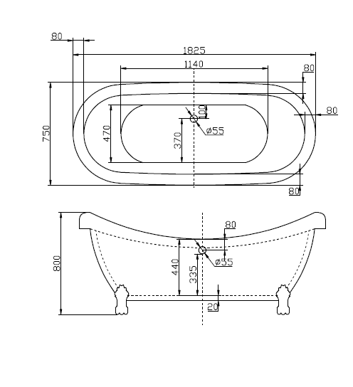 Акриловая ванна BelBagno BB05 180x75 без ножек