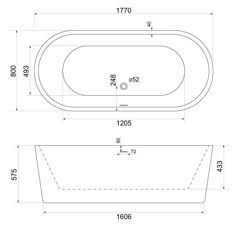 Акриловая ванна BelBagno BB109-177-80 180x80