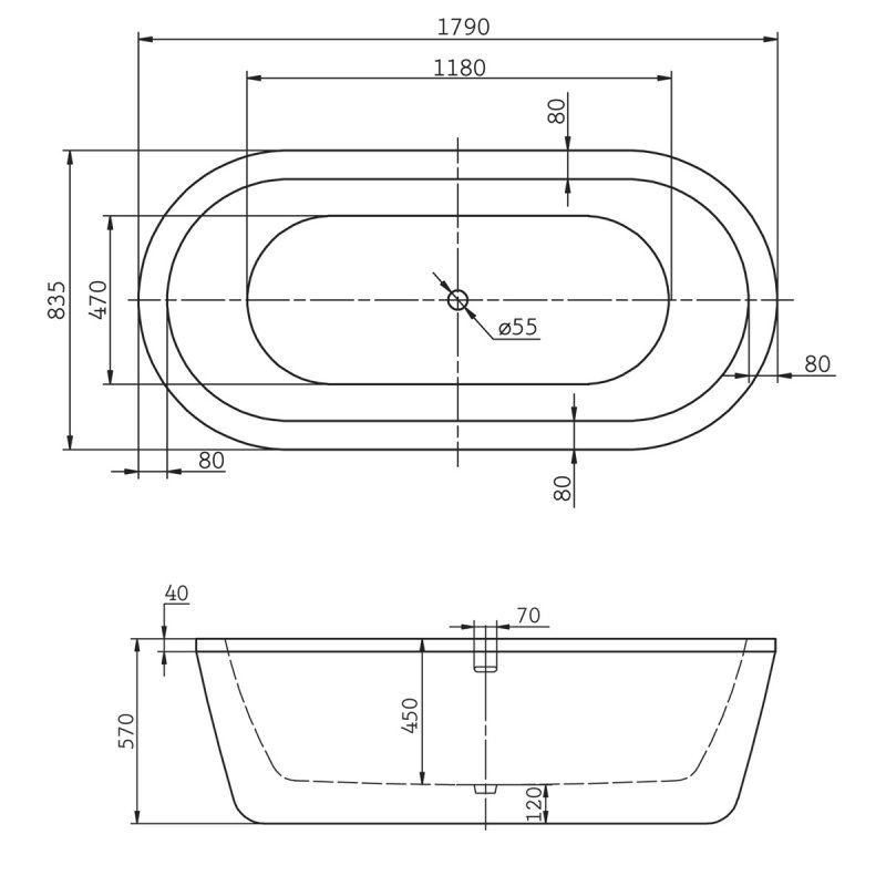 Акриловая ванна BelBagno BB12-1775 180x80