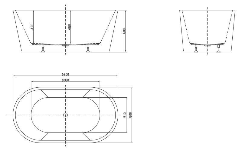 Акриловая ванна BelBagno BB202-1600-800 160x80