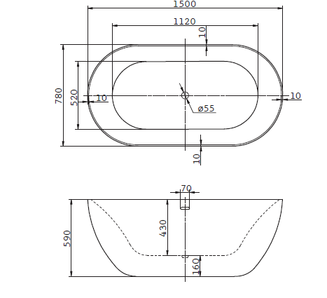 Акриловая ванна BelBagno BB27 150x80