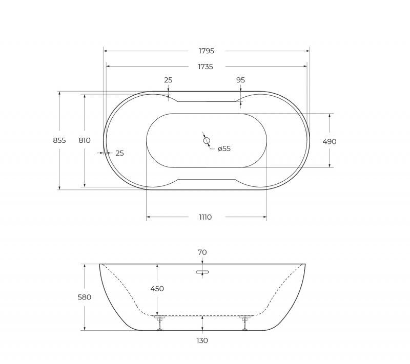 Акриловая ванна BelBagno BB28 180x85