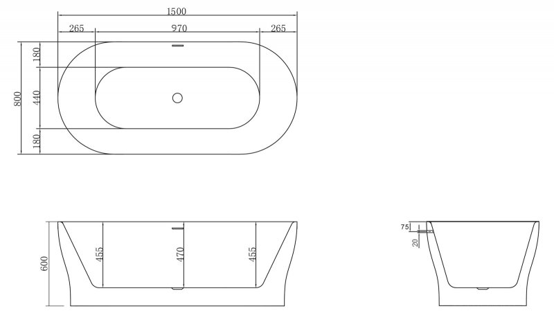 Акриловая ванна BelBagno BB405-1500-800 150x80