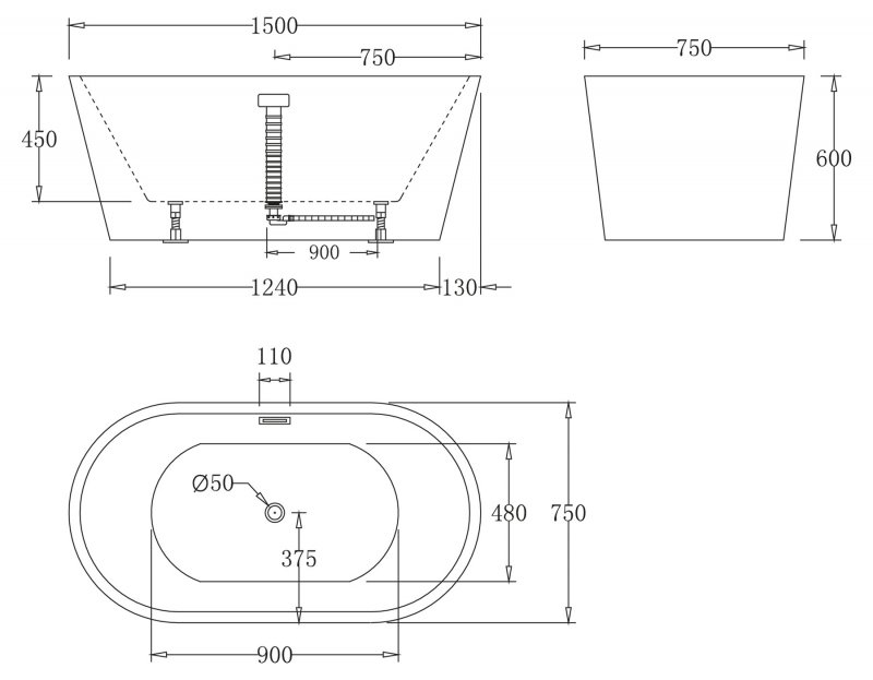 Акриловая ванна BelBagno BB71-1700-W0 170x80