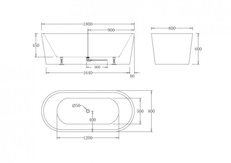 Акриловая ванна BelBagno BB71-1700-W0 170x80