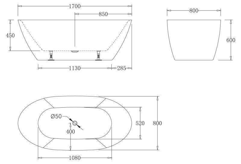 Акриловая ванна BelBagno BB77-1700-W0 170x80