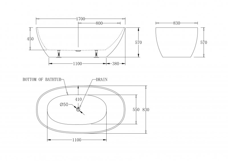 Акриловая ванна BelBagno BB80-1700-W0 170x80