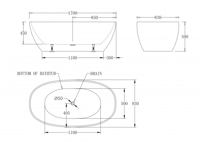 Акриловая ванна BelBagno BB81-1700-W0 170x81