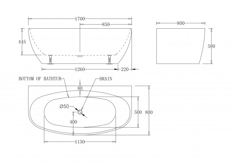 Акриловая ванна BelBagno BB83-1700-W0 170x80