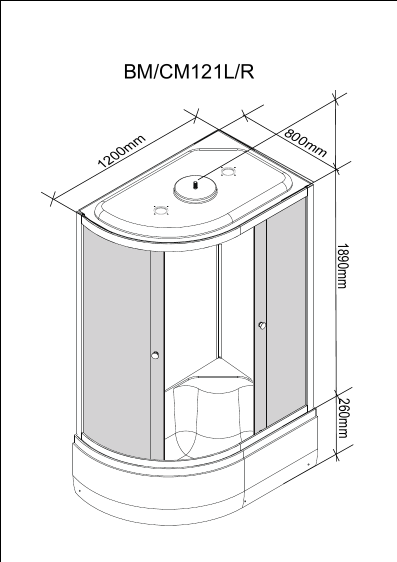 Душевая кабина Parly Bianco BM121L 120x215, с поддоном, монтаж без силикона, L