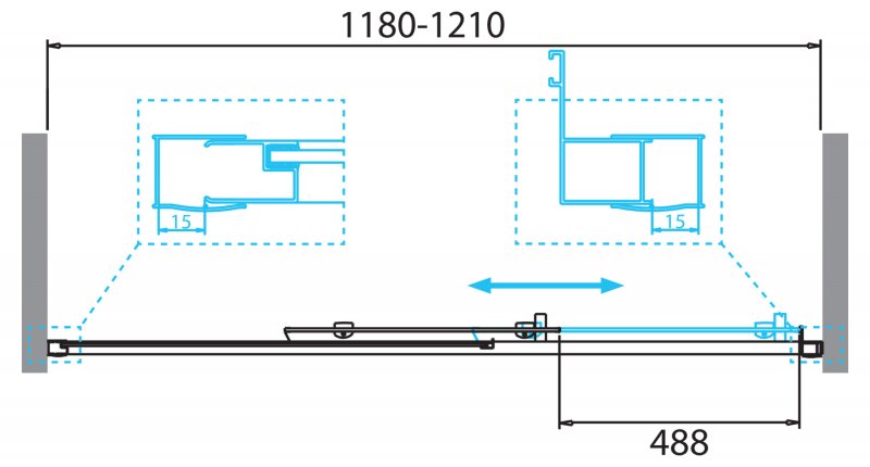 Душевая дверь в нишу BelBagno Due BF-1-100-C-Cr