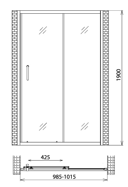 Душевая дверь в нишу Gemy Victoria S30191HM 100 см, профиль хром