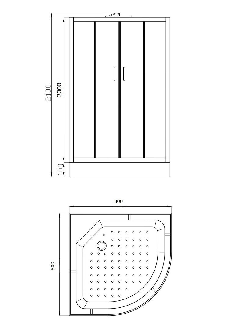 Душевая кабина Parly Classic Эконом EC831 80x210, с поддоном, монтаж без силикона