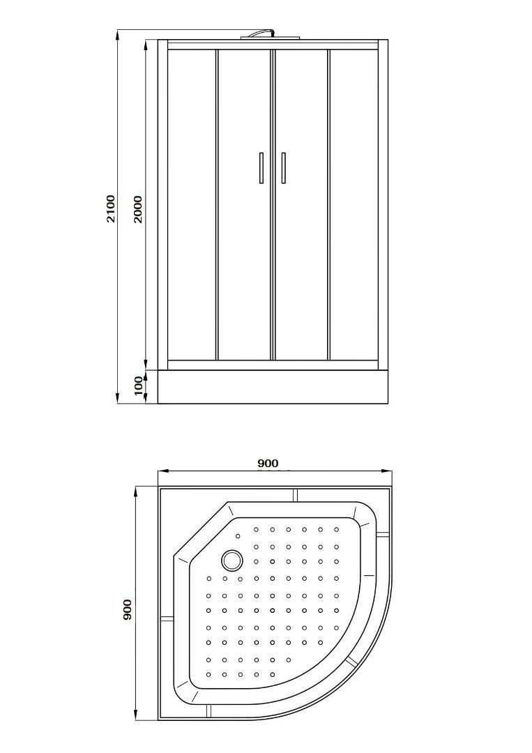 Душевая кабина Parly Classic Эконом EC931 90x210, с поддоном, монтаж без силикона