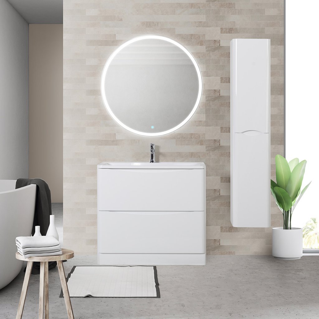 Тумба для комплекта BelBagno Acqua 90 напольная, bianco lucido