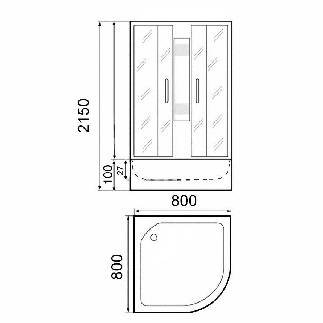 Душевая кабина Parly Frost F811 80х80, с низким поддоном, профиль хром, стекло рифленое