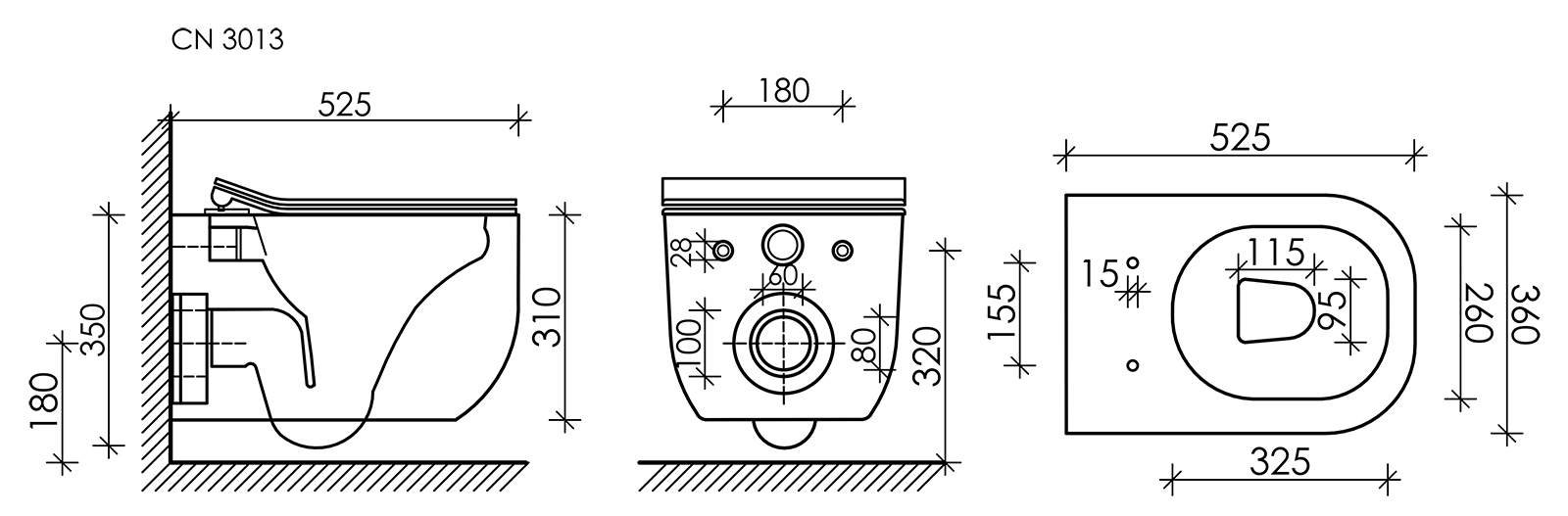 Унитаз подвесной Ceramica Nova Noel CN3013