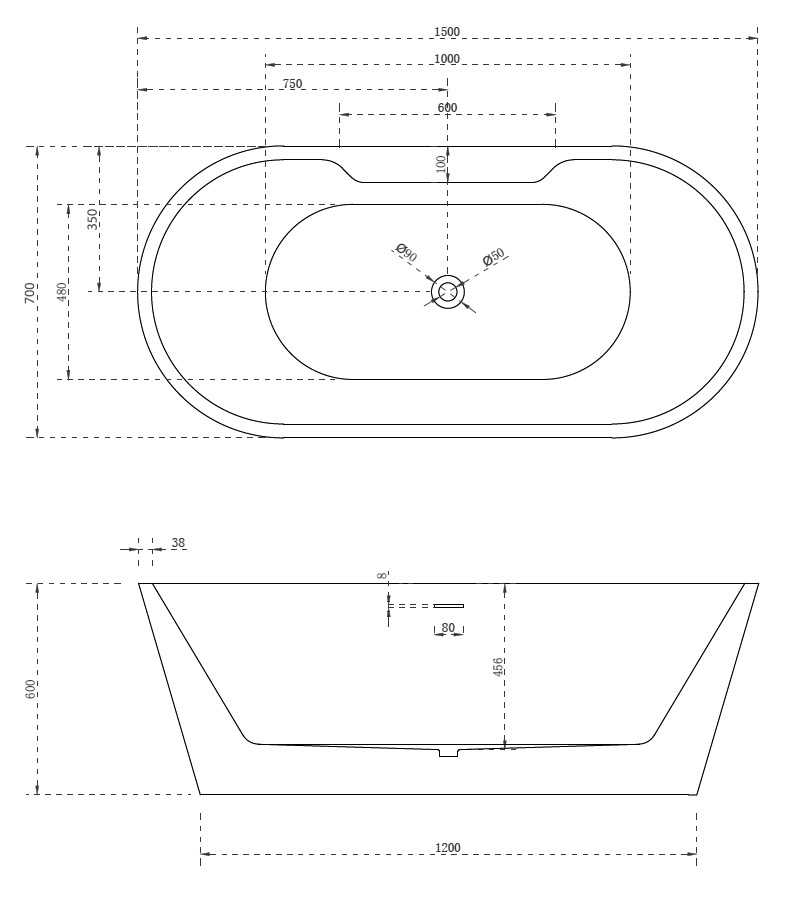 Акриловая ванна Abber AB9299-1.5 150x70